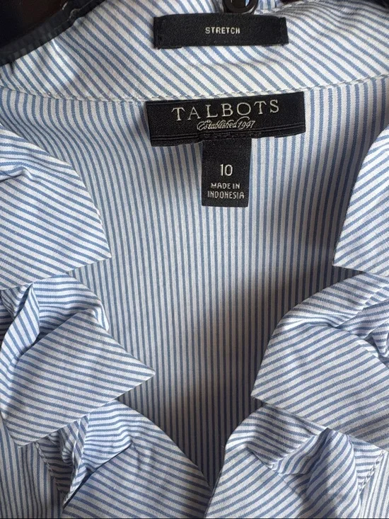 Talbots Light Blue Ruffle-Front Blouse - Picture 2 of 2